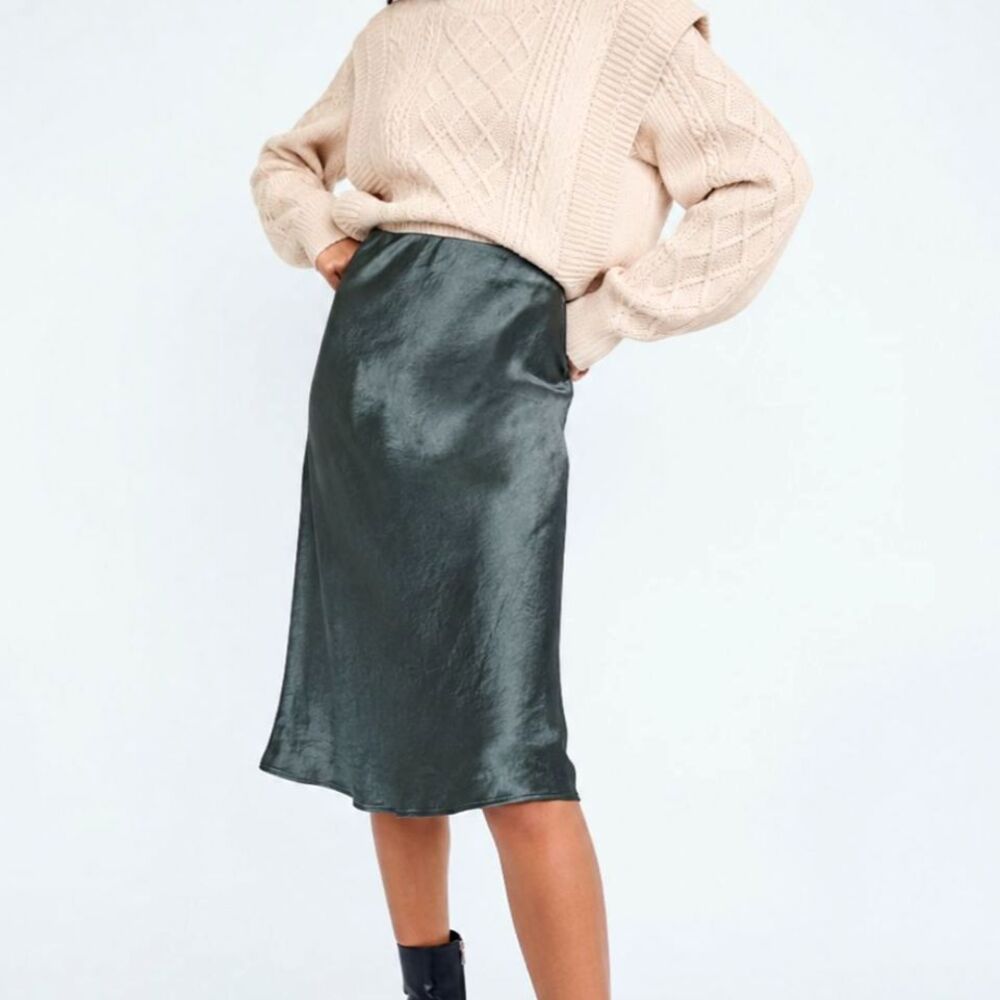 Aritzia Babaton Satin Slip Midi Skirt Figtree Green 6 Quiet Luxury Fall Silky